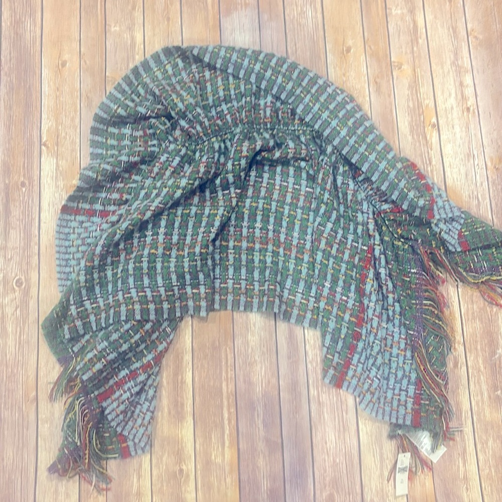 Anthropology NWT blanket style scarf multi colored with shiny threading